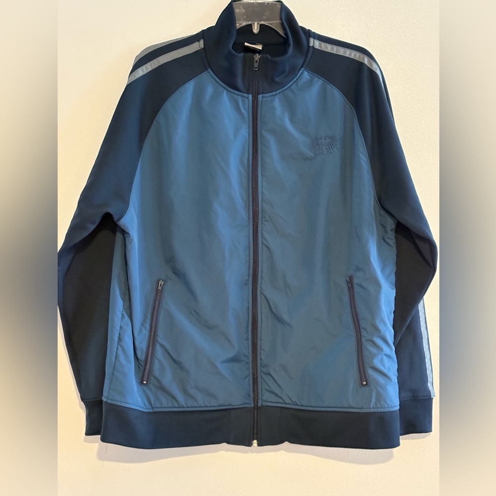 Old Navy Men's Vintage Sport Windbreaker Navy & Teal Full-Zip XL